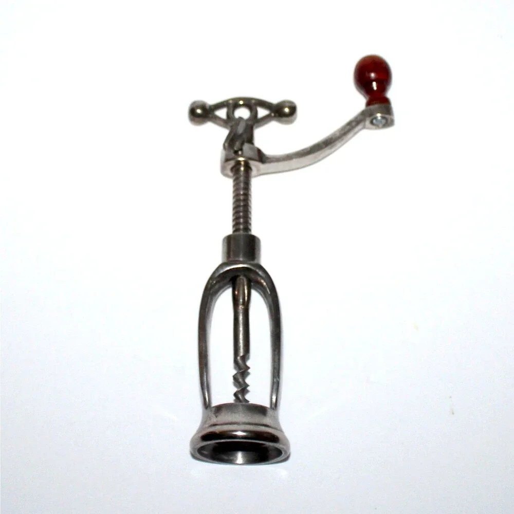 Vintage Corkscrew with handle French Style metal wood